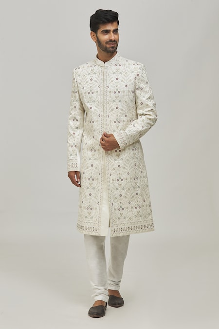 Arihant Rai Sinha Flower Embroidered Sherwani Set 