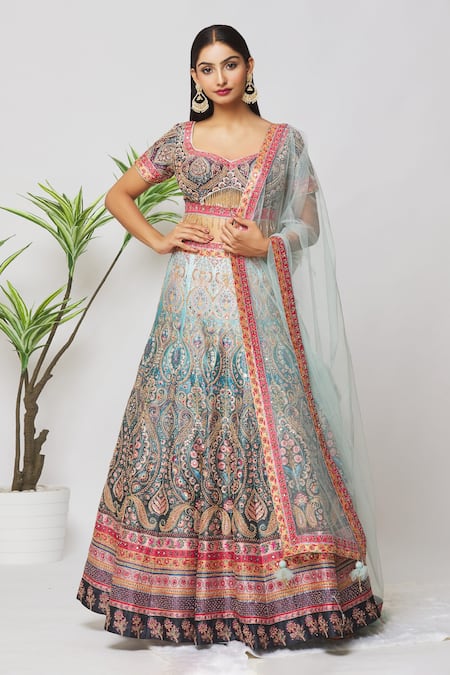 Samyukta Singhania Floral Embroidered Bridal Lehenga Set 