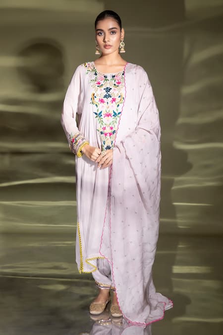 Miku Kumar Floral Embroidered Kurta Palazzo Set 