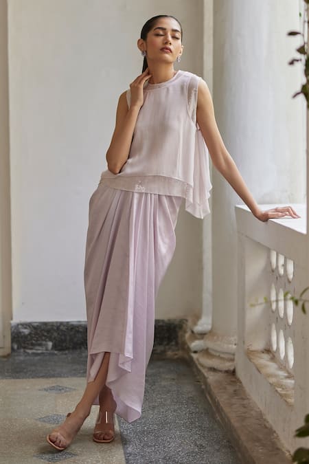 Betrue Solid Draped Skirt 