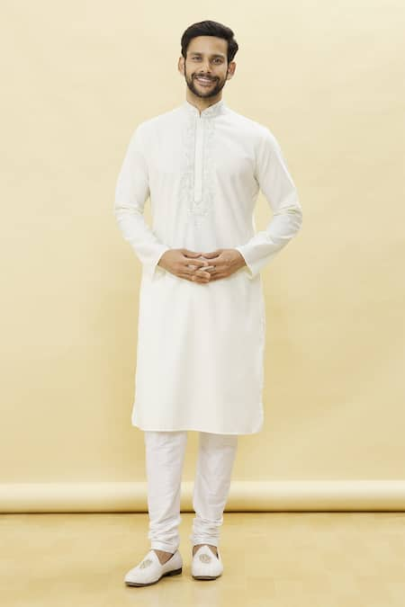 Samyukta Singhania Cotton Mandarin Collar Kurta & Churidar Set 