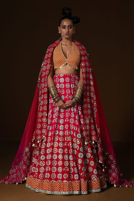 Pooja Rajgarhia Gupta Anardana Flower Print Bridal Lehenga Set 