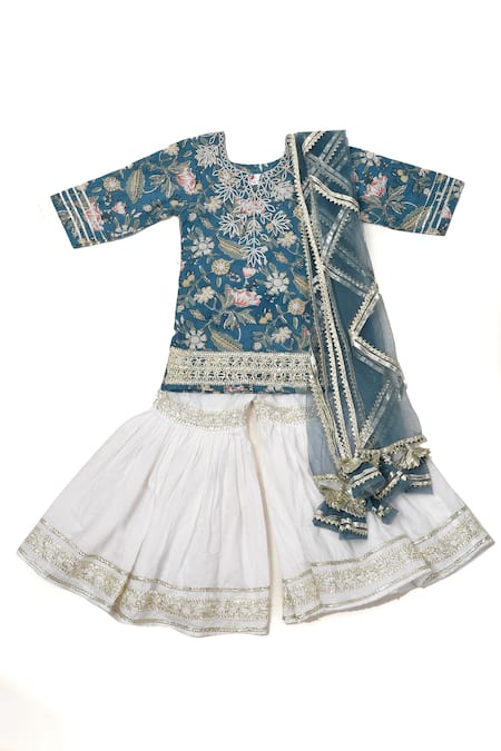 Yuvraani Jaipur Floral Print Kurta Sharara Set 