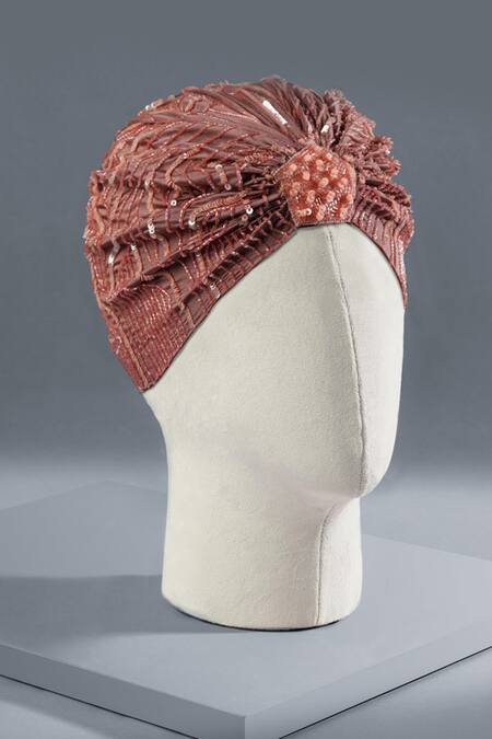 Buy Hair Drama CO Pink Sequins, Beads And Embellished Turban Online at Aza Fashions Buy_Hair Drama CO_Pink Sequins, Beads And Embellished Turban_Online_at_Aza_Fashions