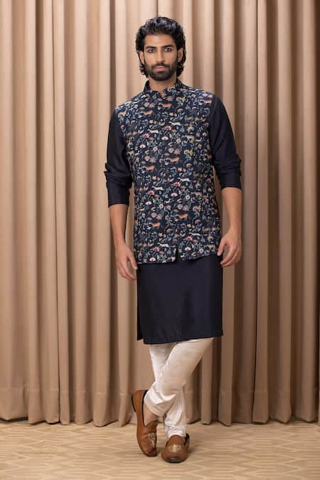 Ankit V Kapoor Amaani Cotton Silk Bundi & Kurta Set 