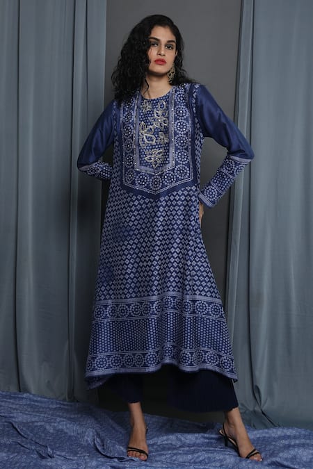 Krishna Mehta Chanderi Block Print Tunic 