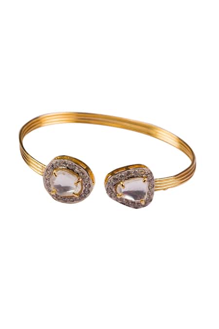 Vasundhara Gold Plated Crystals Handcrafted Kundan Bracelet Online at Aza Fashions Vasundhara_Gold Plated Crystals Handcrafted Kundan Bracelet _Online_at_Aza_Fashions