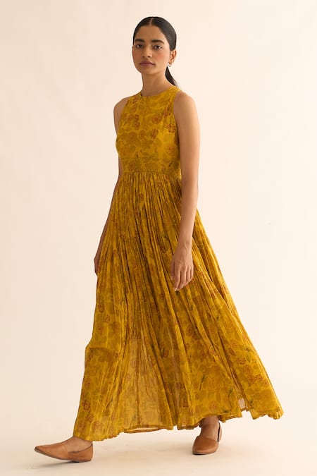 Dot Aswini Bird & Floral Print Anarkali 