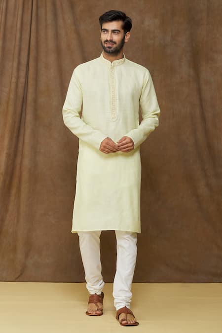 Samyukta Singhania Pastel Straight Linen Cotton Kurta 