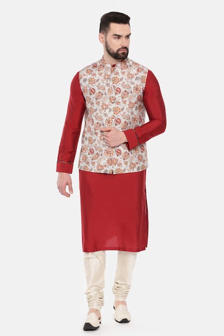 Mayank Modi - Men Floral Print Nehru Jacket 