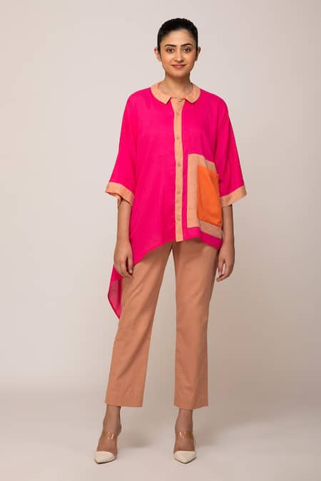 Ekavira Champa Color Block Shirt & iris Brown Pant Set 