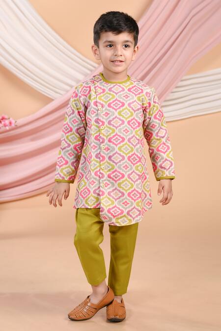 The Blue Morphology Asymmetric Panel Printed Kurta & Pant Set 