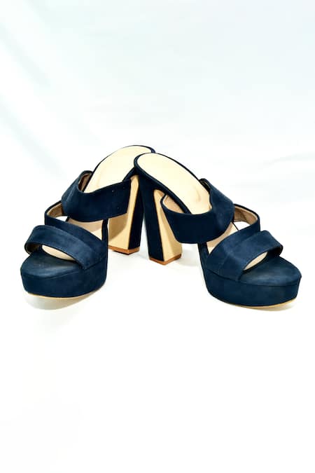 Buy Blue Maali Round Toe Block Heels by Foot Fuel Online at Aza