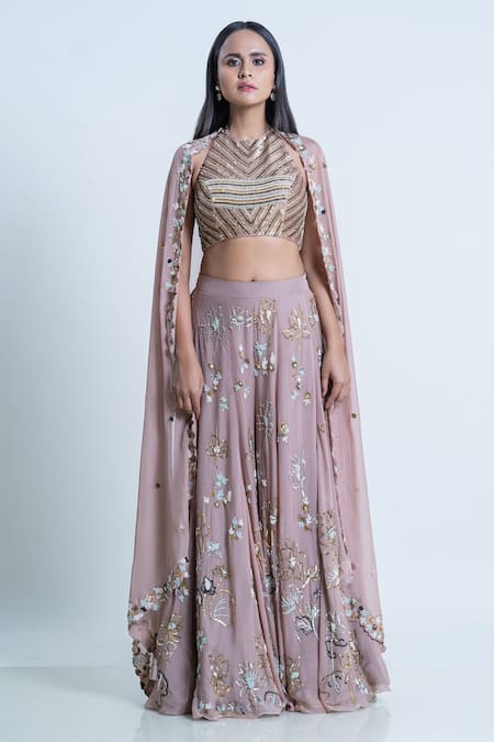 Nautanky Sequin Embellished Halter Neck Top & Sharara Set 