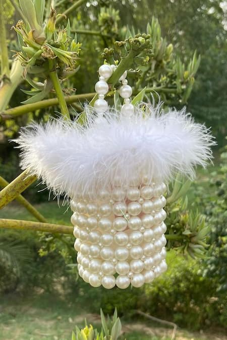 Adorn My Wish White Faux Pearl Bucket Bag 