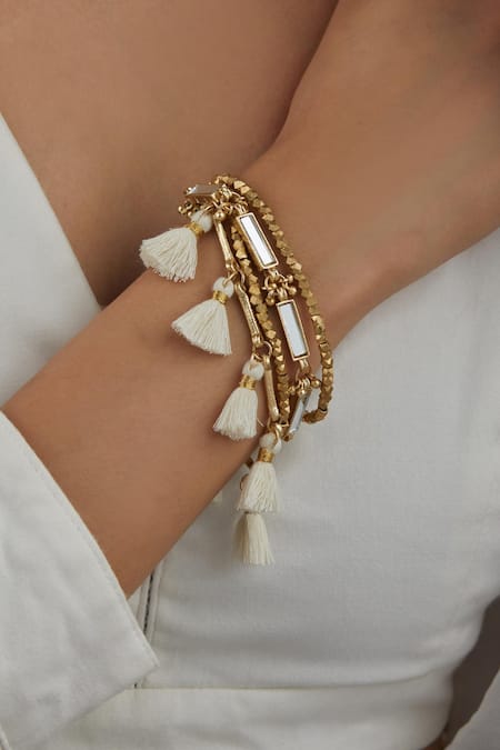 Gold Multi Shape Gemstone Bangle Bracelet – NicoleHD Jewelry