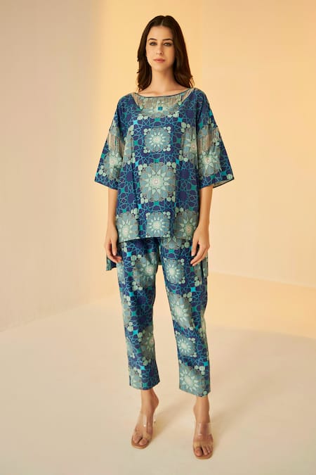 Betrue Flower Mandala Print Top & Pant Set 