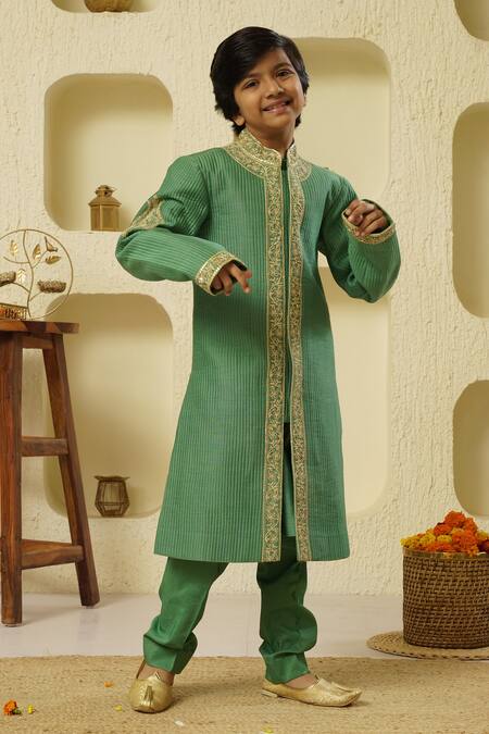 Rar studio - Kids Dori Embroidered Quilted Sherwani Set 