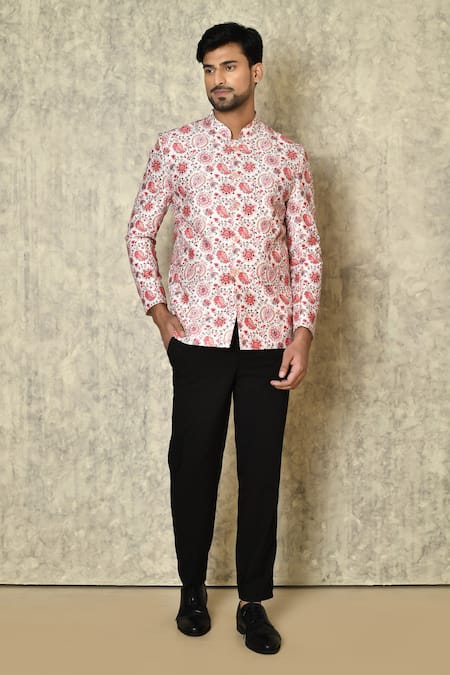 Aryavir Malhotra Printed Button Down Bandhgala 