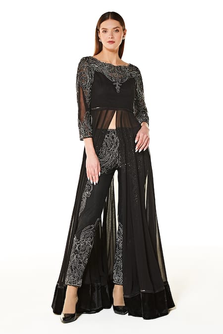 Rabani & Rakha Adah Bodice Embroidered Anarkali & Trouser Set 