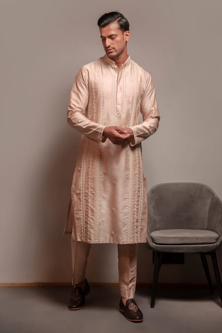 Darshika Menswear Pearl Embroidered Kurta Set 