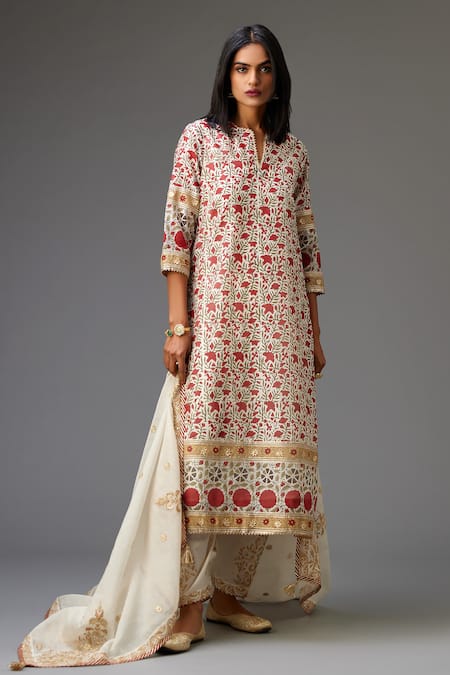 KORA Floral Hand Block Print Kurta Set 