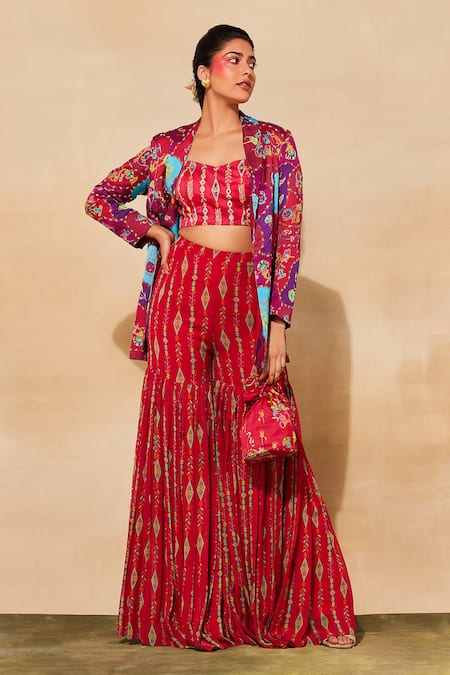 Diyarajvvir Printed Blazer & Gharara Pant Set 