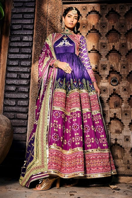 The Royaleum Colorblock Anarkali With Dupatta 