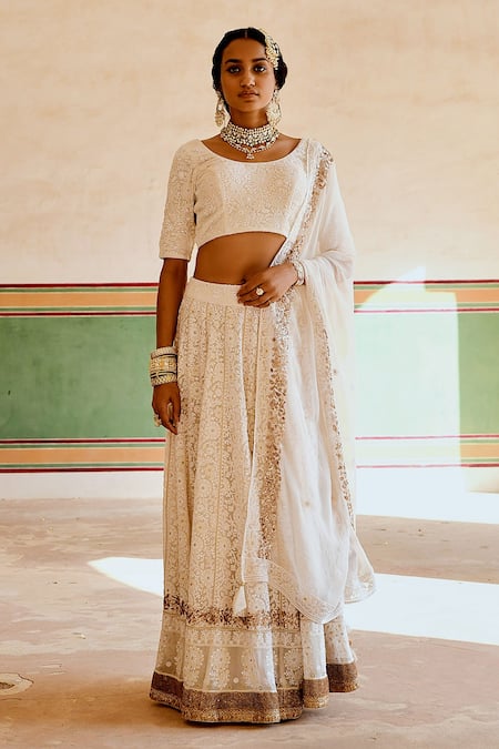 KARAJ JAIPUR Chikankari Embroidered Lehenga Set 