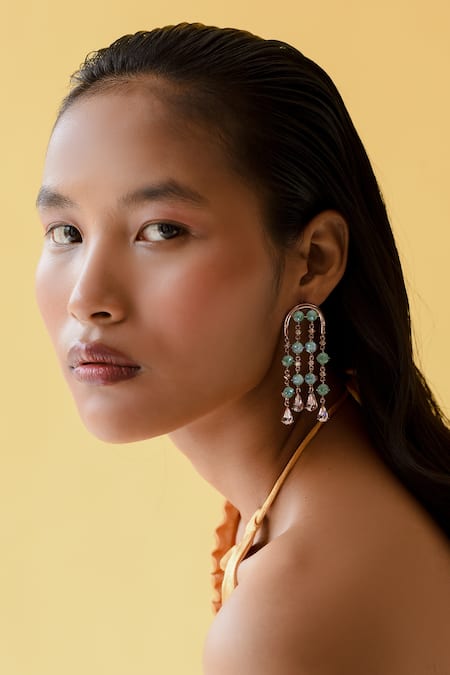 Esme By Aashna Dalmia Stripe Embellished Danglers 