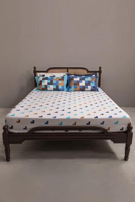 Kyoona Chaukona Geometric Print Bedsheet Set 