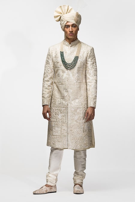 Asuka Gota Embroidered Raw Silk Sherwani Set 