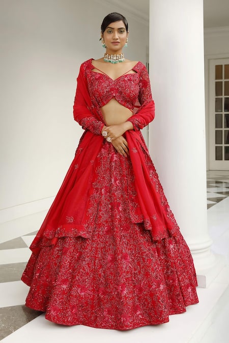 Miku Kumar Tonal Sequin Embellished Bridal Lehenga Set 