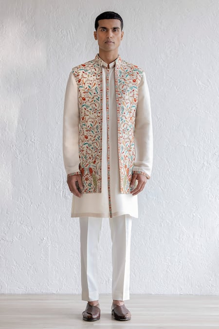 Expensive | Black Ceremonial Nehru Jacket Kashmiri Silk online shopping |  Page 5