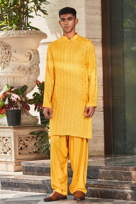 Bohame Yellow Kurta Georgette Embroidery Chikankari Yug Sequin With Salwar
