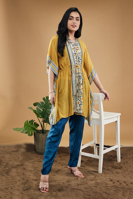 Soup by Sougat Paul Bird & Tile Print Kaftan Top With Pant 