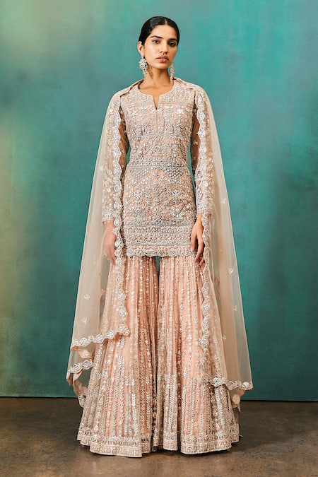 Aneesh Agarwaal Mirror Embroidered Kurta Sharara Set 