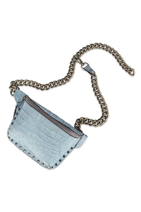 Trov Blue Embossed Chain Link Bag 