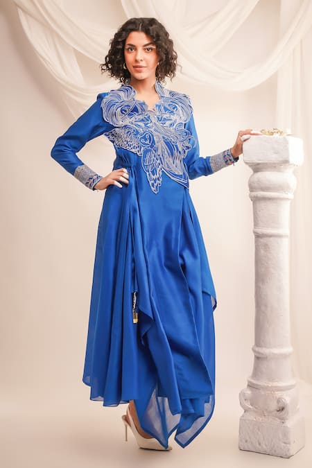 Jajaabor Applique Embroidered Angrakha & Pant Set 