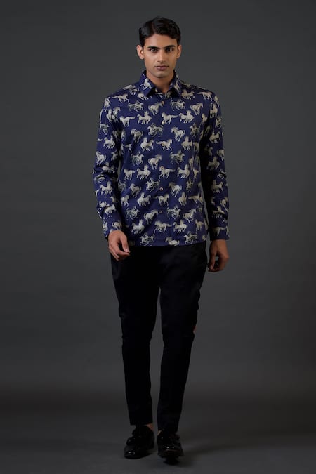 Balance by Rohit Bal Horse Print Fitted Shirt 