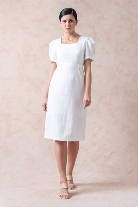 White Backless Tie-back Ruched Dress – AROLORA