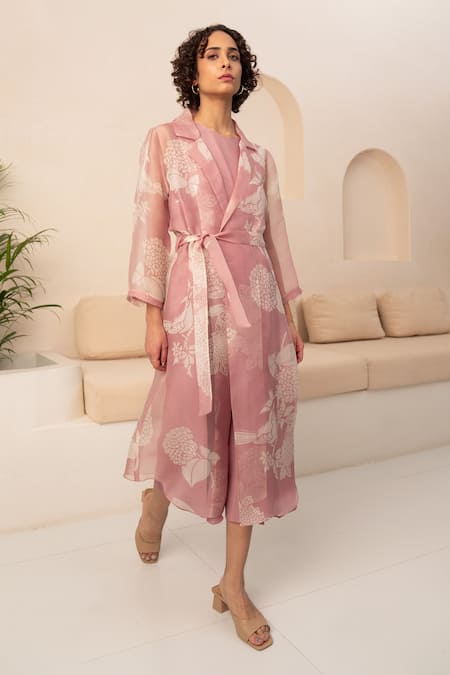 Arcvsh By Pallavi Singh Flower Bouquet Print Jacket With Jumpsuit 