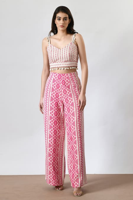 Salt and Spring Jacquard Pattern Pant & Crop Top Set 