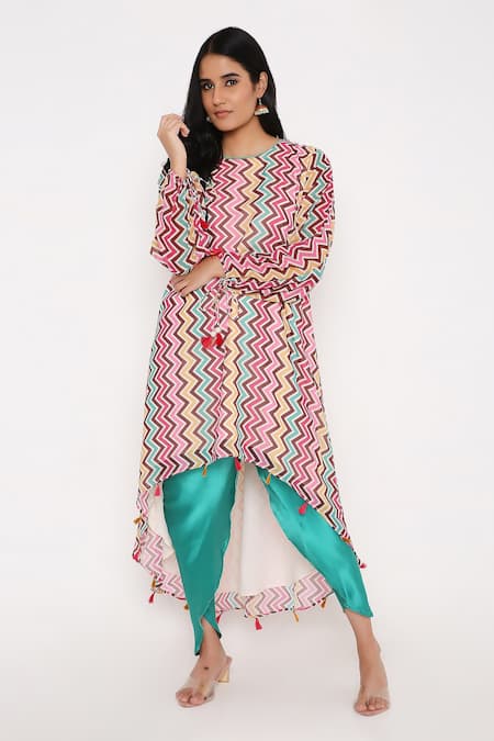 Bha sha Venus Chevron Print Tunic & Dhoti Pant Set 