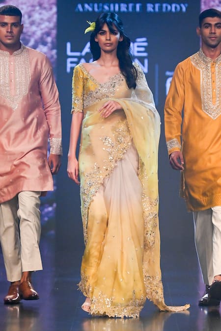 Shop Anushree Reddy Yellow Chanderi Embroidery Celeste Kurta Set at Aza Fashions Shop_Anushree Reddy_Yellow Chanderi Embroidery Celeste Kurta Set _at_Aza_Fashions