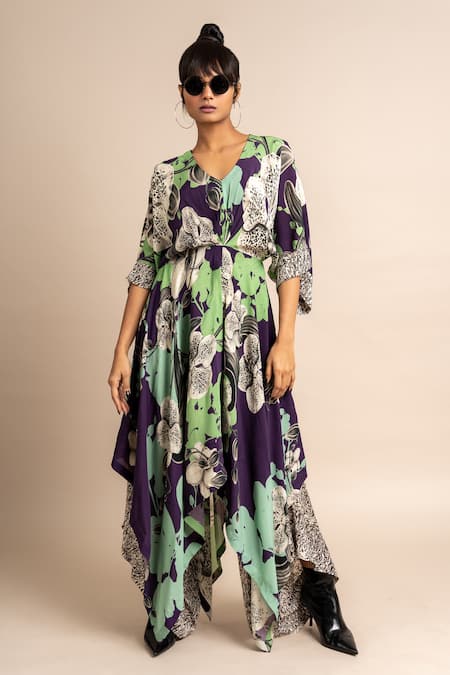 Nupur Kanoi Floral Print Kaftan & Draped Pant Set 