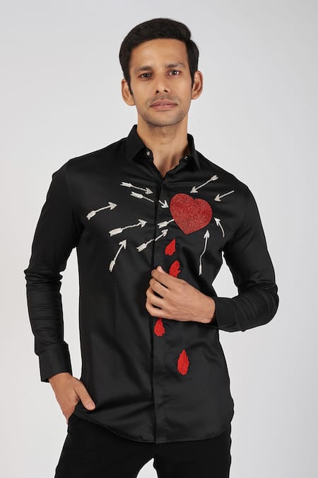 Sanjana Reddy Designs Bleeding Heart & Arrows Embroidered Shirt 