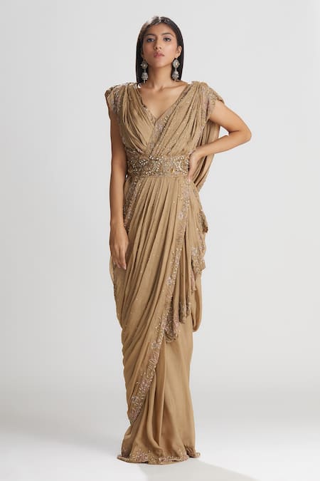 Megha Bansal Bhura Shazmah Draped Saree Gown 