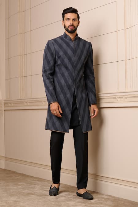 Tarun Tahiliani Stripe Textured Sherwani Set 