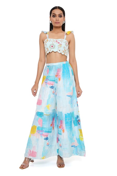 Payal Singhal Embroidered Bustier & Palazzo Set 